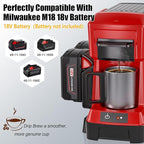 Taingwei Cordless Coffee Maker for Milwaukee M18 18V Battery, Portable Drip Coffee Maker with Electric Coffee Grinder for RV, Camping, Travel, Car, Hiking (Battery Not Included)