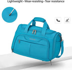 Hanke Small Travel Duffel Bag, Under Seat Carry On Personal Item Bag with 11 Pockets, Lightweight Water Resistant Foldable Weekender Bag with Trolley Sleeve for Travel Gym Daily Use（Caribbean Blue）