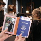 Rose Gold & Gray Passport Holder for Travel, Passport Wallet Cover Case for Family Women Men Cruise Essentials, Travel Must Haves Passports Book Protector
