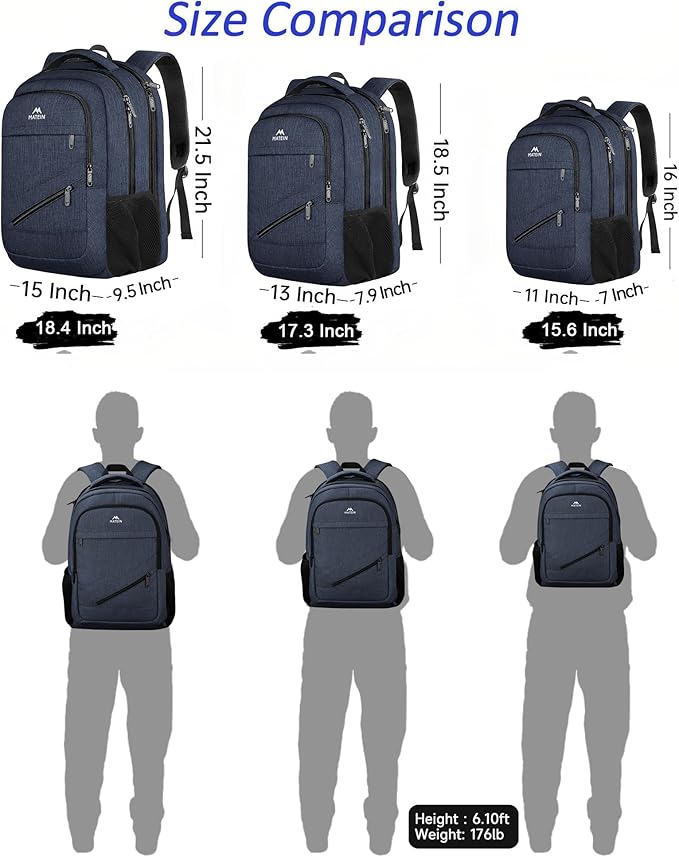 MATEIN 17 Inch Laptop Backpack, Large Work Backpack Travel Carry On TSA Approved with Trolley Sleeve, College Computer Bag with Anti Theft Pocket, Water Resistant Commute Daypack for Men, Dark Blue