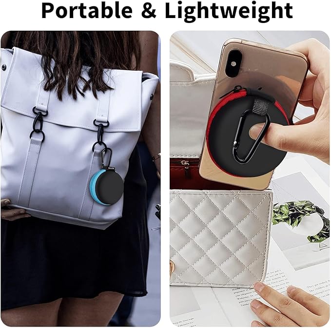 for Earphone Carry Case, 2-Pack Small Round Pocket Earbud Travel Carrying Case with Zipper for Smartphone Earphone, Wireless Headset, USB Cable, SD Cards Storage Bags, Masks and More