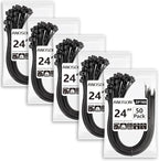 Large Zip Ties Heavy Duty Outdoor 24 inch (250 Pack), Heavy Duty Zip Ties 220 lbs, Black, by ANOSON
