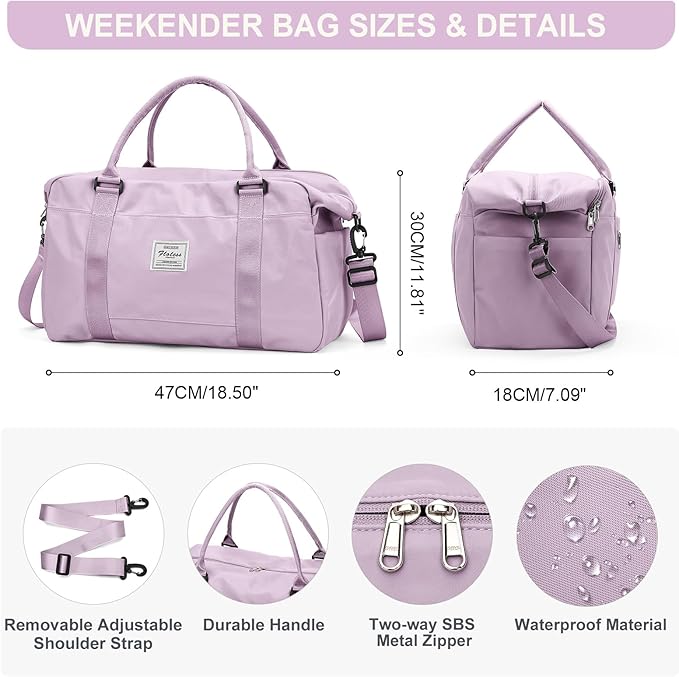 HYC00 Travel Duffel Bag,Carry-on Overnight Weekender Bags for Women,Sports Tote Gym Bag with Wet Pocket