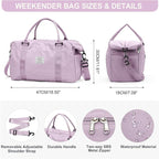 HYC00 Travel Duffel Bag,Carry-on Overnight Weekender Bags for Women,Sports Tote Gym Bag with Wet Pocket