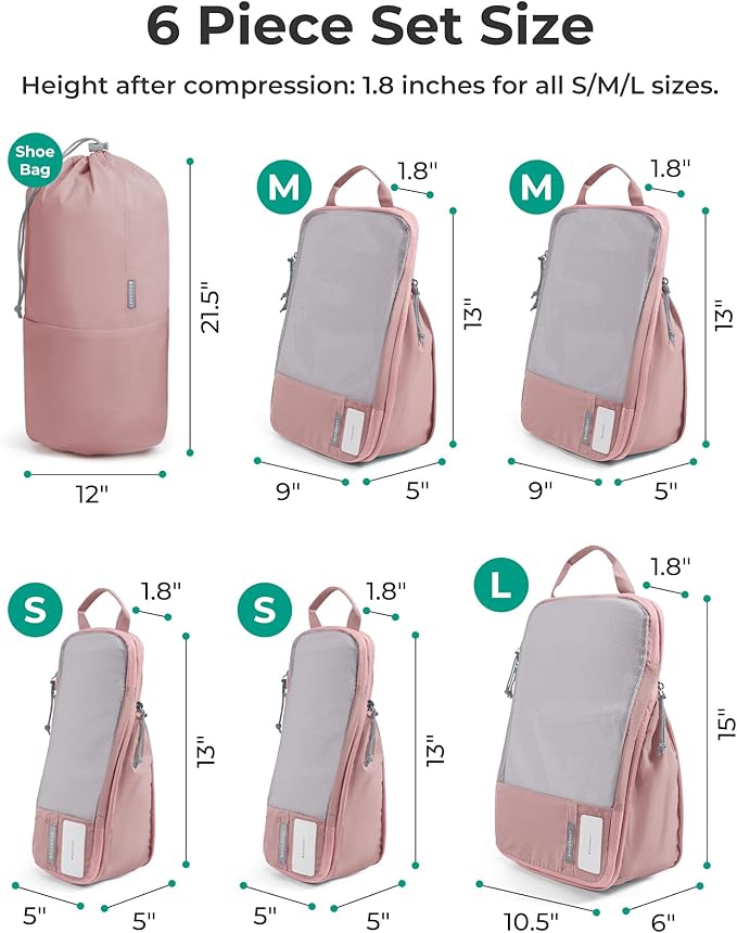 BAGSMART 6 Set /4 Set/2 Set Compression Packing Cubes for Travel, Lightweight Luggage Organizer Bags, Durable Space Saver Bags Travel Essentials
