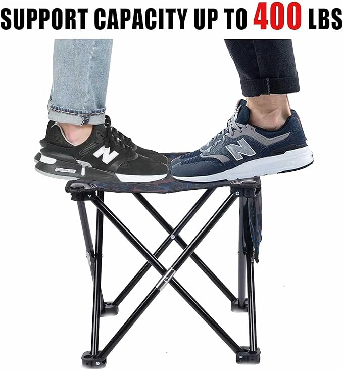 VOLIXOD Folding Portable Camping Stool for Adults, Lightweight Collapsible Stool for Outdoor Footrest Fishing Hiking Gardening and Beach with Carry Bag(400 LBS Capacity)