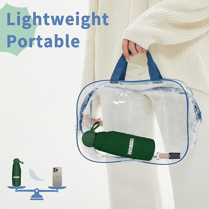Yoobure Travel Umbrella Portable Compact Umbrellas, Pocket Mini for Purse, Umbrellas for UV Sun & Rain Small for Backpack, Umbrella with Case Folding for Kids Women