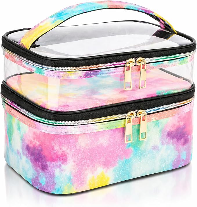 Cosmetic Bag Makeup Bag Travel Cosmetic Bags for Women Makeup bags Cases Portable Waterproof Foldable (Tie-Dye)