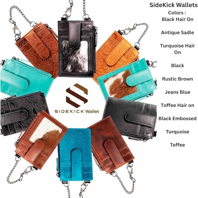 RFID Blocking Boot Wallet with Security Chain & Zipper Lock – Genuine Leather Wallets for Men, Travel Wallets Women, Minimalist Leather Card Holder