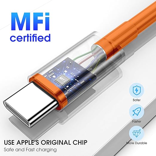 FEEL2NICE for iPhone 17 Pro Max Orange USB C to USB C Cable, 3-Pack 6FT 60W Fast Charging Type-C to Type-C Cords Compatible with iPhone 17/16 Pro/Pro Max, iPad Pro/Air, MacBook Air/Pro, iPhone 17 Air
