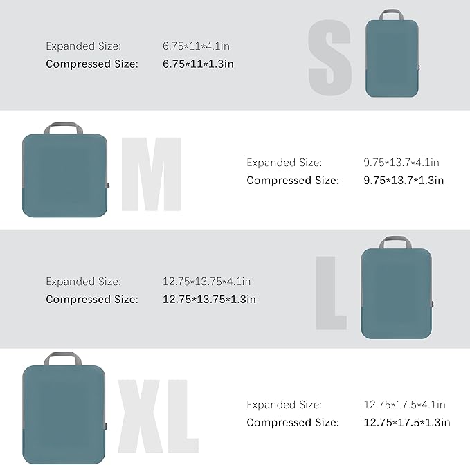 PANDA JOYS 4 Set Compression Packing Cubes Travel - Travel Accessories Expandable Packing Organizers for Carry On - Essentials Luggage Bags - Dark Blue