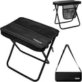 16" Extra Tall Portable Folding Stool for Adults, XL Collapsible Camping Stool with 3 Storage Pockets, Heavy Duty Compact Seat for Fishing, Hiking, Gardening