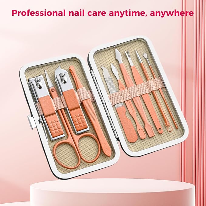 Nail Clippers Set, 10 PCS Professional Manicure Set and Pedicure Kit with Travel Case,Stocking Stuffers, Christmas Gift for Men and Women