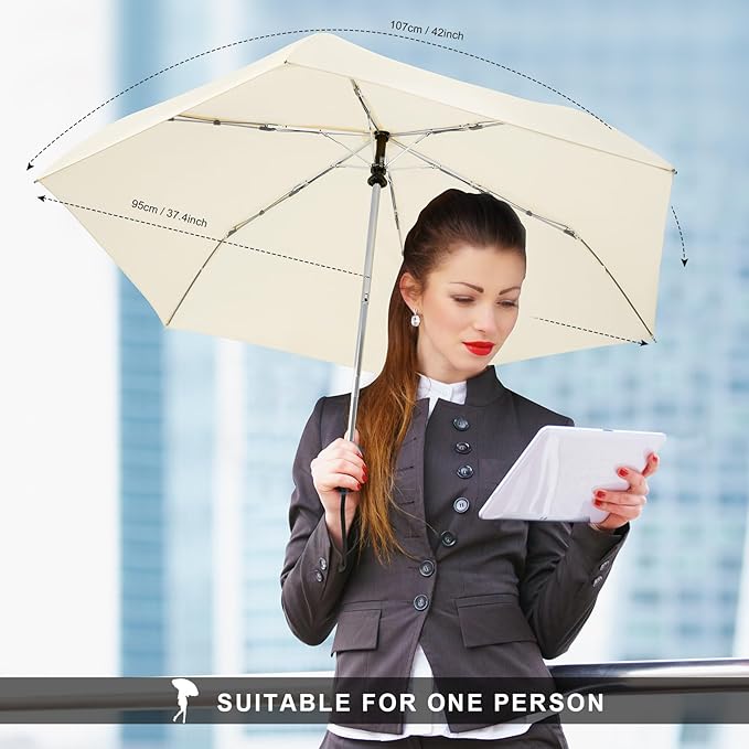 Compact Travel Umbrella for Purse - Flat Handle, Waterproof for Light Rain