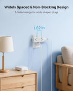 TROND Outlet Extender with 360 Rotating Plug, Plug Adapter with 4 Electrical Sockets and 4 USB Ports, 900 Joules Surge Protection, 3 Way Outlet Splitter for Home Office Travel, White