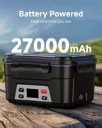 EAST OAK Heated Lunch Box for Men, 6.3 Cups Electric Lunch Box for Adults, 27000mAh Cordless Portable Food Warmer, Rechargeable Self Heating Food Heater with Memory Function & Automatic Keep Warm