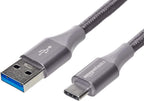 Amazon Basics USB-C to USB-A 3.1 Gen 1 Fast Charger Cable, Nylon Braided, 5Gbps High-Speed for Apple iPhone 16/15, iPad, Samsung Galaxy, Tablets, Laptops, 6 Foot, Dark Gray
