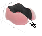 Memory Foam Travel Pillow, Neck Pillow with 360-Degree Head Support, Comfortable and Lightweight, Ideal for Sleeping on Airplane, Car, Train, Bus and Home Use, Comes with Storage Bag (Pink)