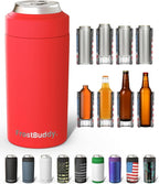 Frost Buddy Universal Buddy Can Cooler - Fits All - For Regular 12 & 16 oz or Slim-Size Bottles - Insulated Double-Walled Stainless Steel (Red)