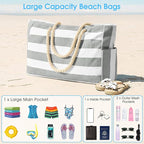 Becokan Beach Bags for Women Large Waterproof Beach Tote Bag Zipper Beach Bags Waterproof Sandproof Swim Pool Bag Large Tote