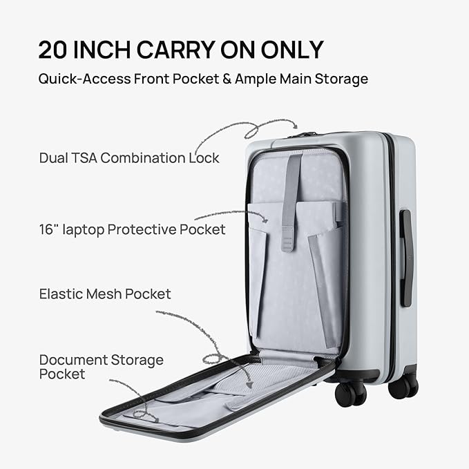 NINETYGO Medium Checked Luggage 25 Inch, Flat Top Opening Check In Luggage with Cup Holder, Expandable, Lightweight PC Hard Shell, TSA Lock, 360° Spinner Wheels (Charcoal Coconut Milk)