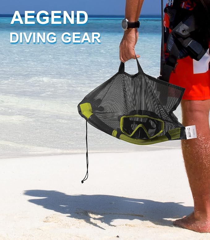 Aegend Snorkeling Gear for Adults Youth Kids, Snorkel Mask with Top Dry Valve - Panoramic View Anti-Leak and Anti-Fog with Mesh Bag for Snorkeling, Scuba Diving, Freediving & Swimming