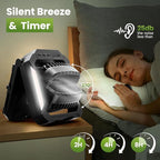 26800mAh Portable Fan Rechargeable with 18W Detachable Solar Panel, Quiet Battery Powered Camping Fan Cordless with LED Lantern,3 Speed,Timer,USB-C,for Bedroom Tent Home Office Desk Hurricane(Black)