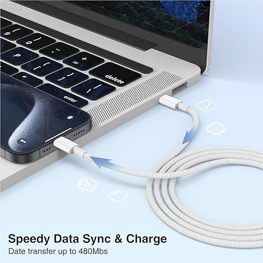 LOFPYE 2-Pack Grey 10FT 60W USB C to USB C Cable, Type C Fast Charging Cable for iPhone Air 17 16e 16 15 Pro Plus Pro Max，for Galaxy S25/S24, for iPad Pro/Air/mini, for MacBook Pro/Air and More