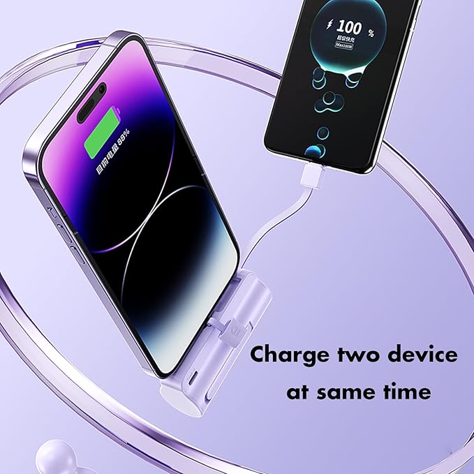 Mini power bank 5500mAh Portable Power Bank,Dual USB-C Ports Cell Phone Power Charger, LCD LED Display Battery Compatible with iPhone17/16/15 plus/15 pro/15 pro Max/Android Phone/Samsung/Moto/LG etc…