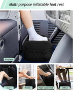 Inflatable Travel Foot Rest Pillow, Kids Airplane Bed, Adjustable 3 Layers Height Leg Rest Pillow, Adults Travel Essentials Great for Airplane, Office, Home, Trains, Cars (Black)