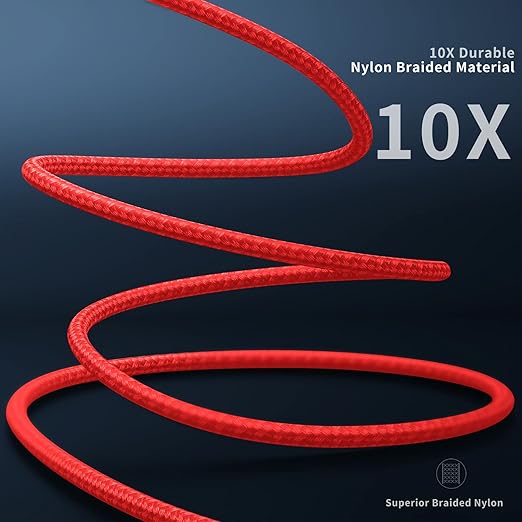 10ft iPhone Charger Cable,3Pack 90 Degree Charging Cable, [Apple MFi Certified] Long Lightning Cable Fast Charging Cord Compatible for iPhone 14/13/12/11/Pro/Max/Mini/X/Plus/8/7/6/Plus/ - Red
