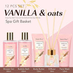Mothers Day Gifts for Women Spa Gift Basket Vanilla Oat 16 Pcs Bath Scents for Women,Bath Gift Set Enriched essential oil, Home Spa with Shower Gel, Body Oil, Diffuser, Shower Steamer spa kit Mom