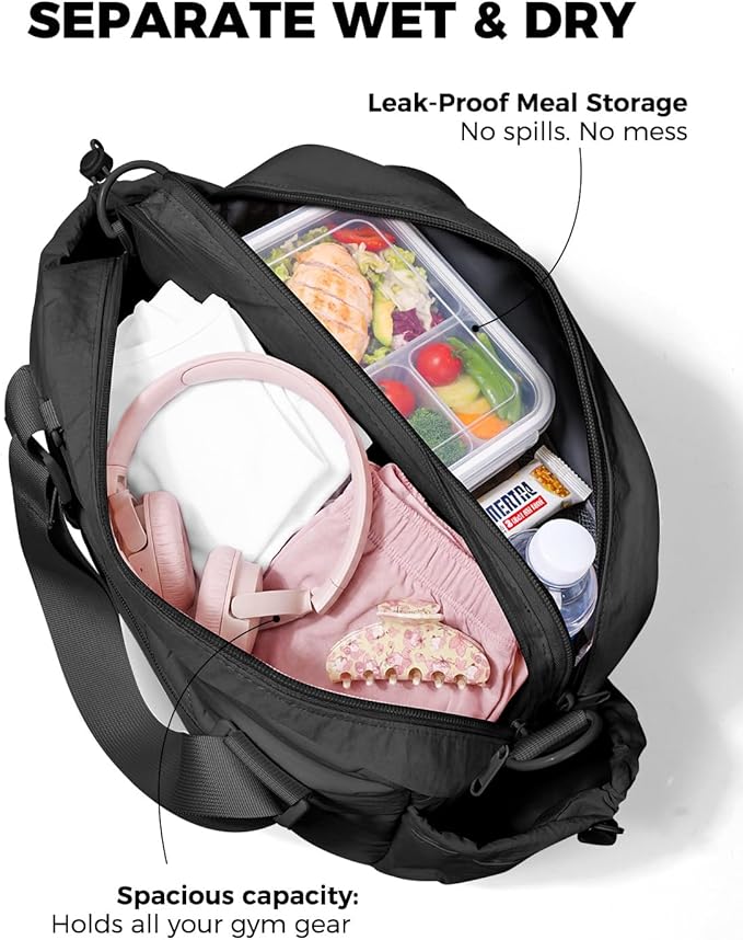 Small Gym Bag for Women - Puffer Duffle Weekender Work Duffel Carry on Overnight Nurse Dance Yoga Workout Tote Bag with Yoga Mat Holder Wet Compartment Coin Purse BPA-Free