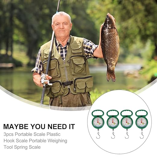 ibasenice 4pcs Portable Plastic Spring Scale Luggage and Fish Hanging Weighing Scales with Hooks for Household and Travel Use Random Color