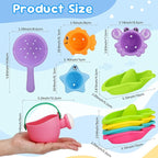Fajiabao Baby Bath Toys for Kids Ages 1-3 Toddler Bath Toys Mold Free for 2-4 Bathtub Sand Beach Pool Water Toys for 1+ Year Old Girl Gifts 9 PCS (Color Random)