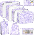 8 Set Packing Cubes for Travel, Luggage Packing Organizers Accessories Large Toiletries Bag for Clothes Shoes Cosmetics (8Set-Purple Marble)