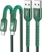 USB to USB C Cable Fast Charging 3FT, 2Pack USB A to USB C Charger Cord, Upgraded Extra Durable Braided USBC Cable Compatible with iPhone 17 16 15 Pro Max,Samsung Galaxy S10 S9 Plus and More -Green