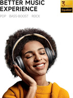 Picun B8 Bluetooth Headphones, 120H Playtime Headphones Wireless Bluetooth with 3 EQ Modes, Low Latency, Hands-Free Calls, Over Ear Headphones for Travel Home Office Cellphone PC (Ashen Golden)