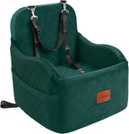 Lealchum Dog Booster Car Seat for Small/Medium Dogs,6in Elevated Cushion,Fully Detachable and Washable,2 Storage Pockets & 3 Straps,Fits in Front/Back Seat,Easy to Install (Green,Medium)