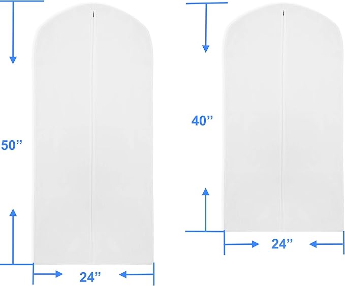 Simple Houseware 40-Inch Clear Garment Bags with Zipper for Suits, Dresses, Costumes, Uniforms - 5 Pack