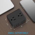 Outlet Extender, HICITY Multi Plug Outlet with 6 Electrical Outlets Adapter, 3-Prong Wall Outlet Tap for Cruise Ship Home Office Dorm, Black (4 Pack)
