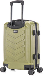 US ARMY Fox 20 inch Carry-On Hardside Luggage with Spinner Wheels | Lightweight Small Suitcase for Travel | Chevron Icon, Gel Handle, Side Studs, Retractable Trolley, Heavy Duty | Olive Drab