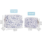 Narwey Small Cute Floral Makeup Bag for Purse Mini Cosmetic Bag Travel Makeup Pouch Zipper Pouch Cute Make up Bags with Compartments for Women Girls (Little Grayish Blue Flower, Small)