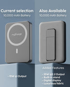 myCharge CliqAir 10000mAh Magnetic Power Bank – Ultra-Thin 0.5" Design | 15W Fast Wireless Charging | 20W PD USB-C Port | Powerful Magnetic Hold | Perfect for Travel, Work, or Everyday Use | Grey