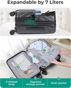 BAGSMART Carry on Luggage 22x14x9 Airline Approved with TSA Lock, 100% Polycarbonate Hardside Suitcase with Spinner Wheels, Gray