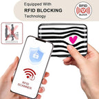 ELFISH Mini RFID Aluminum Wallet Credit Cards Holder Business Card Case Metal ID Case for Men Women (Eye heart)