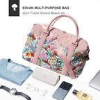 ESVAN Travel Tote Duffel Gym Bag,Weekender Overnight Carry-on Tote Crossbody Bag with Wet Pocket and Trolley Sleeve Upgraded