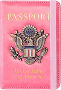 Passport Holder Cover and Card Case Slot Combo RFID Blocking Leather Travel Passport Wallet for Men and Women US Passport Protector Document Organizer,Pink