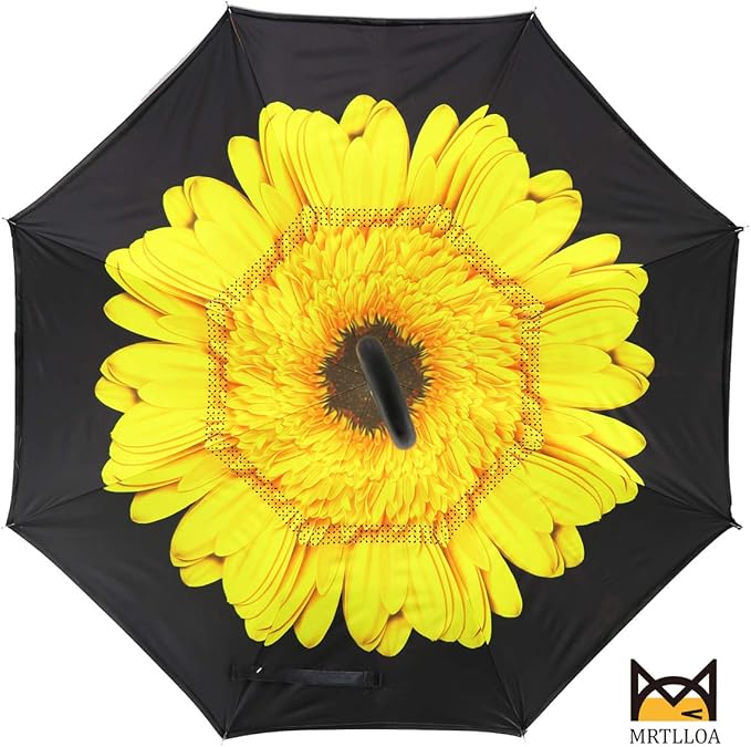 MRTLLOA 40/49/56 Inch Oversize Windproof Inverted Reverse Upside Down Umbrella, Golf Size Rain Umbrella, Double Layer, C-Shaped Handle for Men, Women and Kids