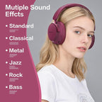 B8 Bluetooth Headphones Over Ear, 6 EQ Music Modes and 50H Playtime Deep Bass Wireless Headphones with Mic, Lightweight Folding HiFi Stereo Headset for iPad/Travel/Tablet/PC/Home Red